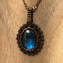 Load image into Gallery viewer, Blue Labradorite &#39;Amulet&#39; Cameo Pendant