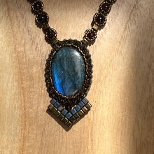 Load image into Gallery viewer, Labradorite &#39;Deco&#39; Amulet Necklace