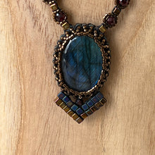 Load image into Gallery viewer, Labradorite &#39;Deco&#39; Amulet Necklace