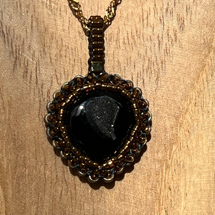 Druzy Onyx Teardrop 'Amulet' Pendant