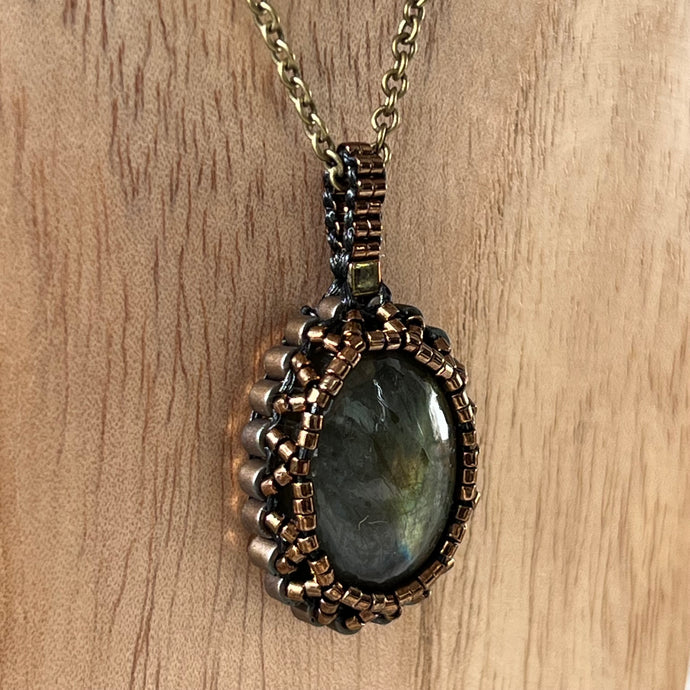 Golden Labradorite ‘Amulet’ Cameo Pendant