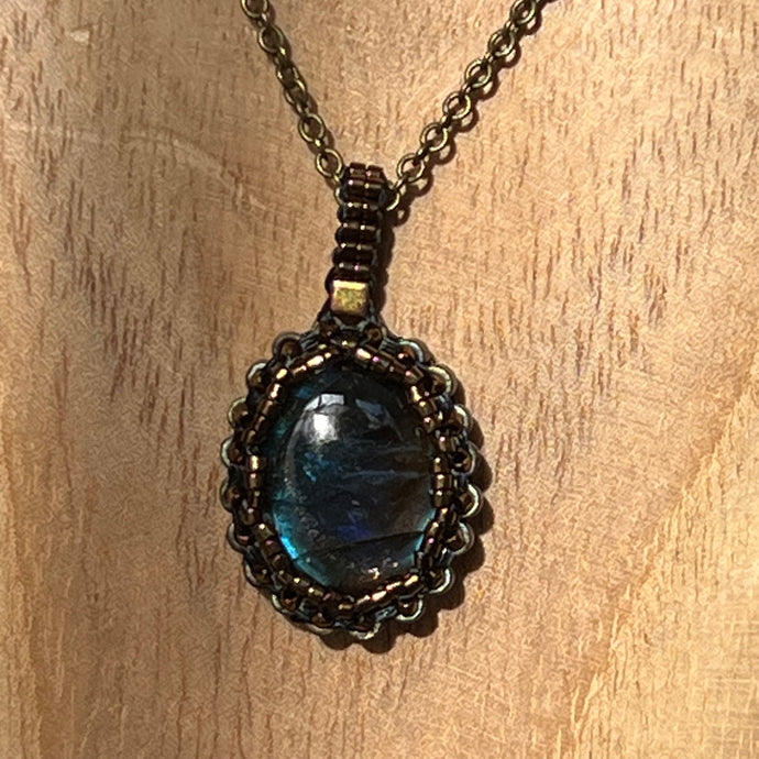 Blue Labradorite ‘Amulet’ Cameo Pendant