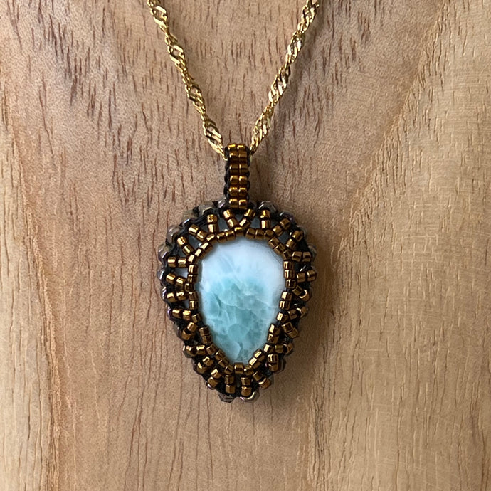 Larimar Amulet Teardrop Pendant