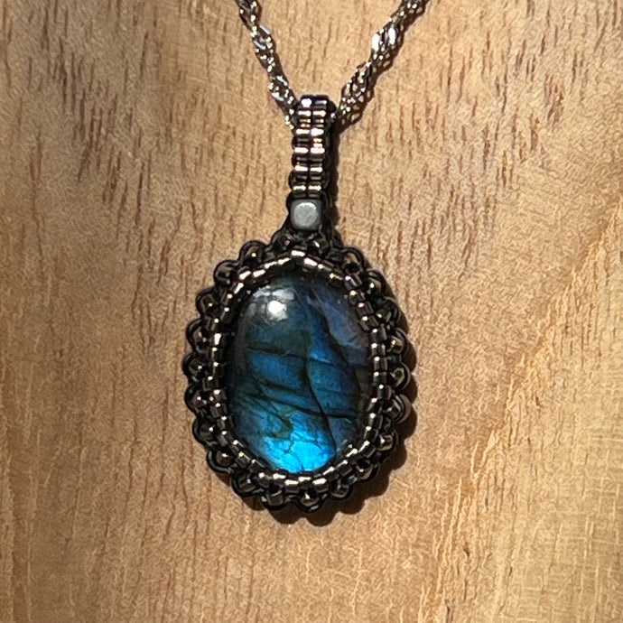 Blue Labradorite 'Amulet' Cameo Pendant